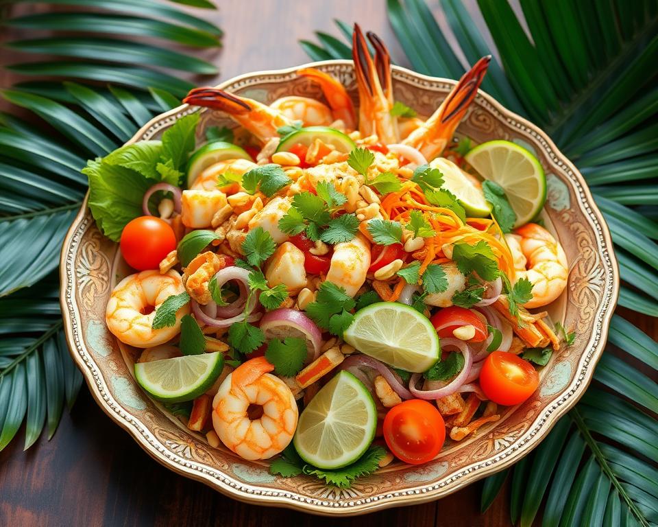 thai salad seafood presentation